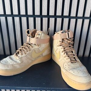 Nike Air Force 1s High-Top Sneakers in Tan